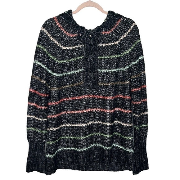 Torrid Chunky Pullover Hooded Striped Raglan Sweater - Picture 5 of 13